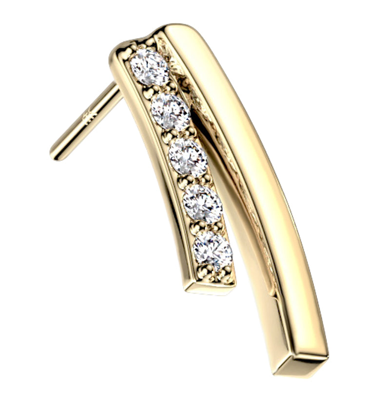 14kt Gold Dual Curve CZ Threadless Top