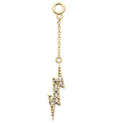 14kt Gold Electric Bolt Clear CZ Dangle Chain Charm