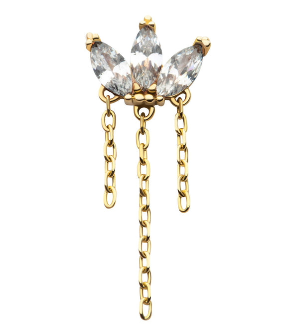 14kt Gold Empress Clear CZ Dangle Chain Threadless Top