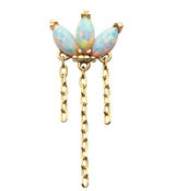 14kt Gold Empress White Opalite Dangle Chain Threadless Top