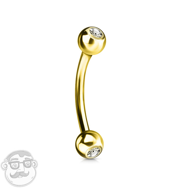 14Kt Gold CZ Curved Barbell