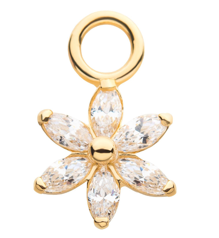 14kt Gold Flower Clear CZ Charm
