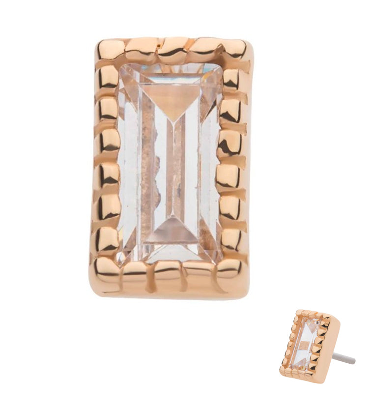 14kt Gold Framed Baguette CZ Threadless Top