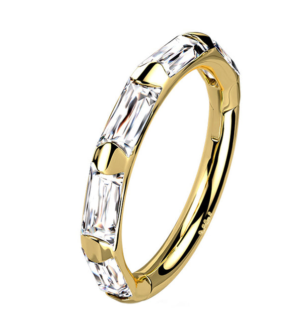 14kt Gold Oblong CZ Edge Hinged Segment Ring