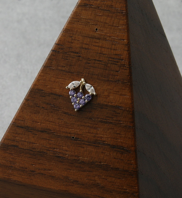 14kt Gold Grape Cluster CZ Threadless Top