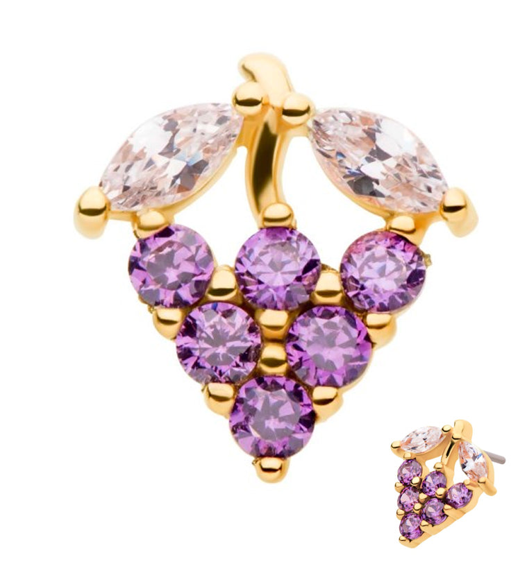 14kt Gold Grape Cluster CZ Threadless Top