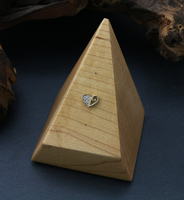 14kt Gold Half CZ Heart Threadless Top