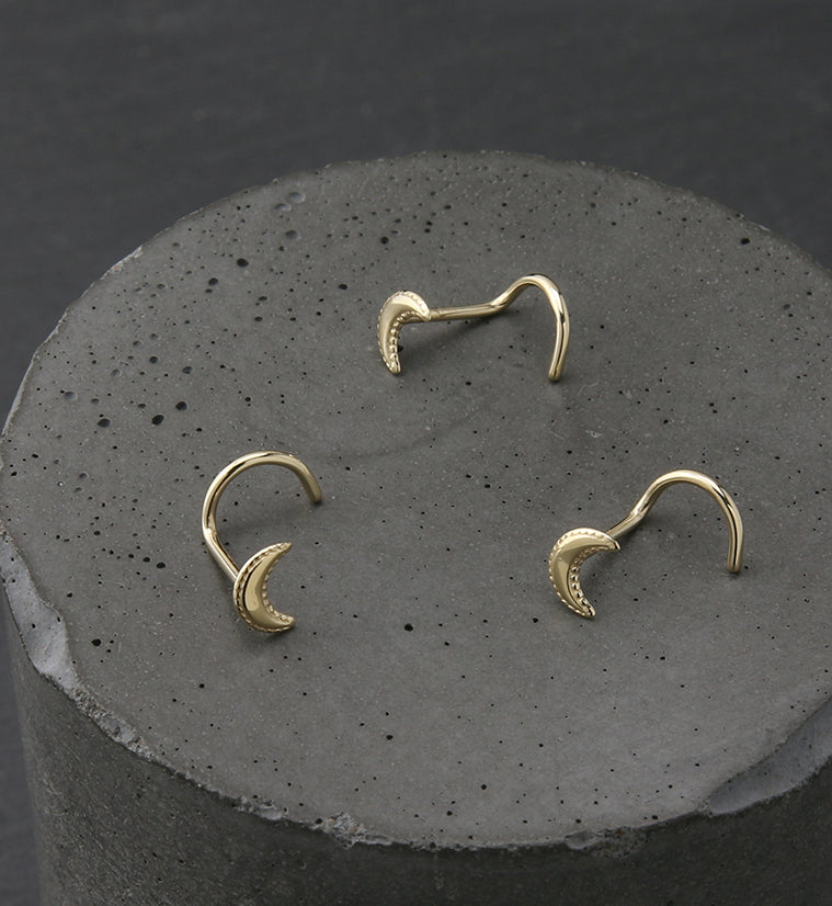 14kt Gold Half Moon Nose Screw