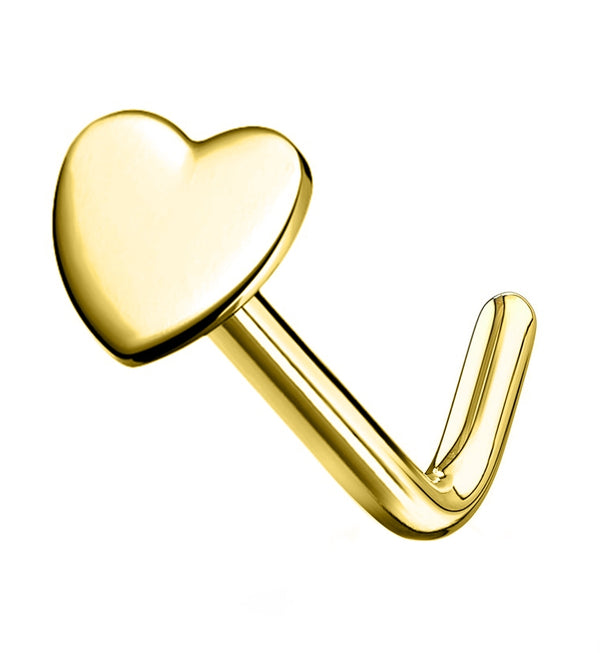 20G 14kt Gold Heart L Shaped Nose Ring