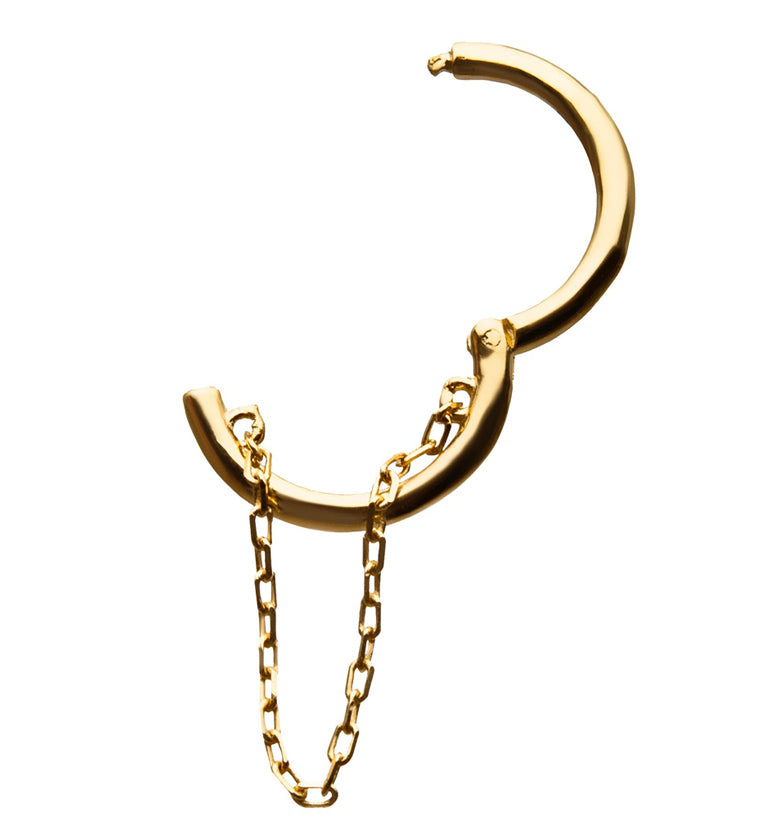 14kt Gold Dangle Chain Hinged Segment Ring