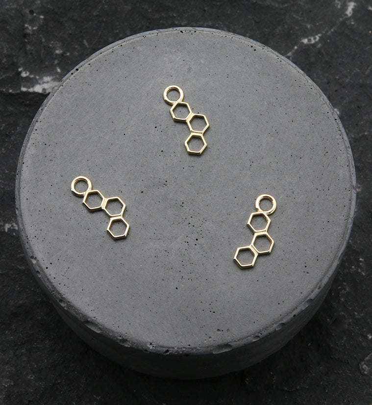14kt Gold Honeycomb Layer Charm