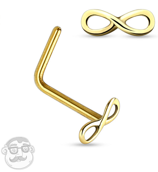 20G 14kt Gold L Shaped Infinity Nose Ring