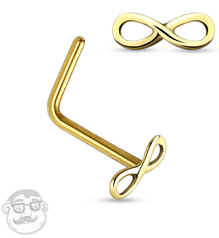20G 14kt Gold L Shaped Infinity Nose Ring