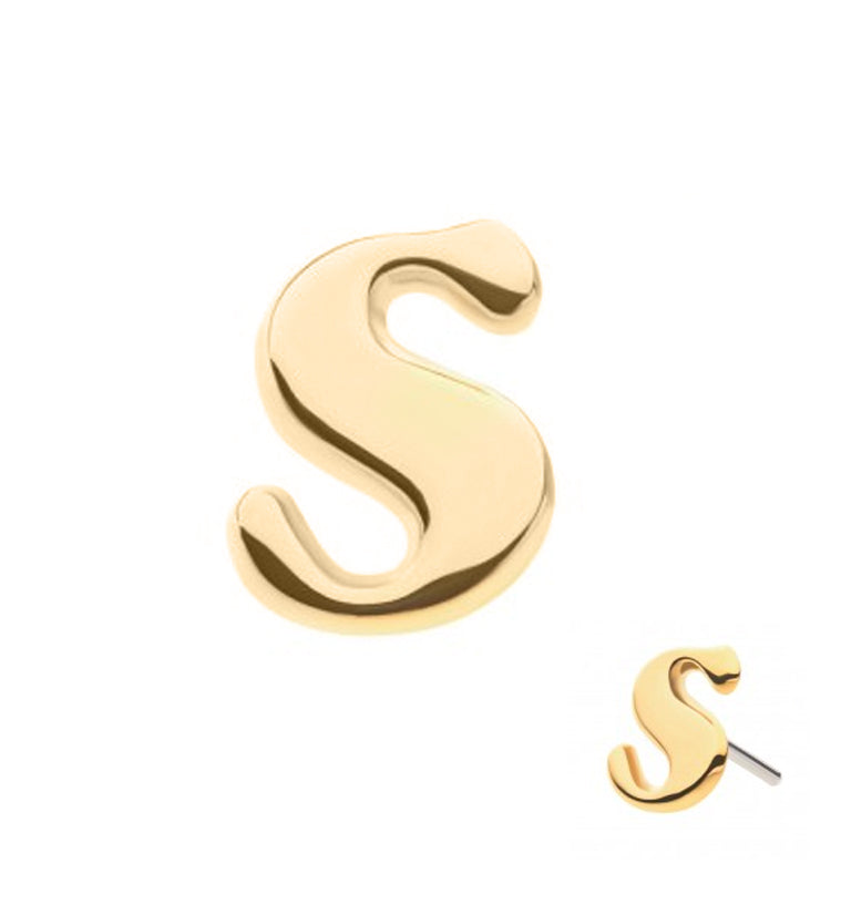 14kt Gold Letter S Threadless Top