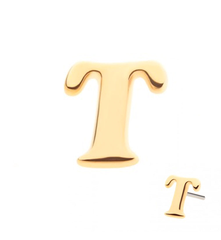 14kt Gold Letter T Threadless Top