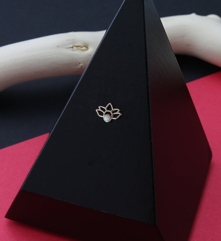 14kt Gold Lotus White Opalite Threadless Top