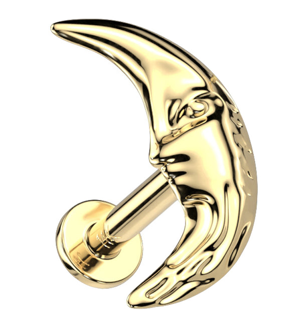 14kt Gold Man On The Moon Crescent Threadless Labret