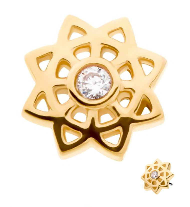 14kt Gold Manda Flower CZ Threadless Top