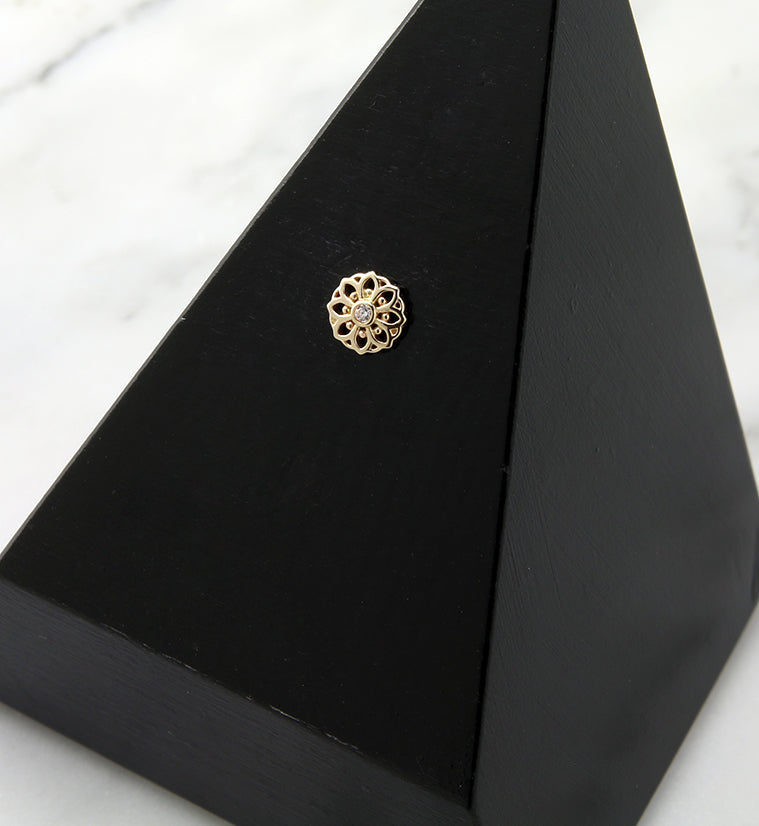 14kt Gold Mandala CZ Threadless Top