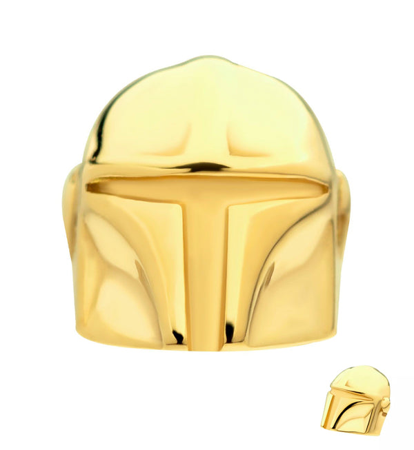 14kt Gold Mandalorian Helmet Threadless Top