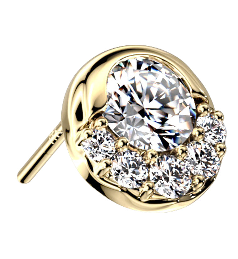 14kt Gold Multi CZ Disk Threadless Top