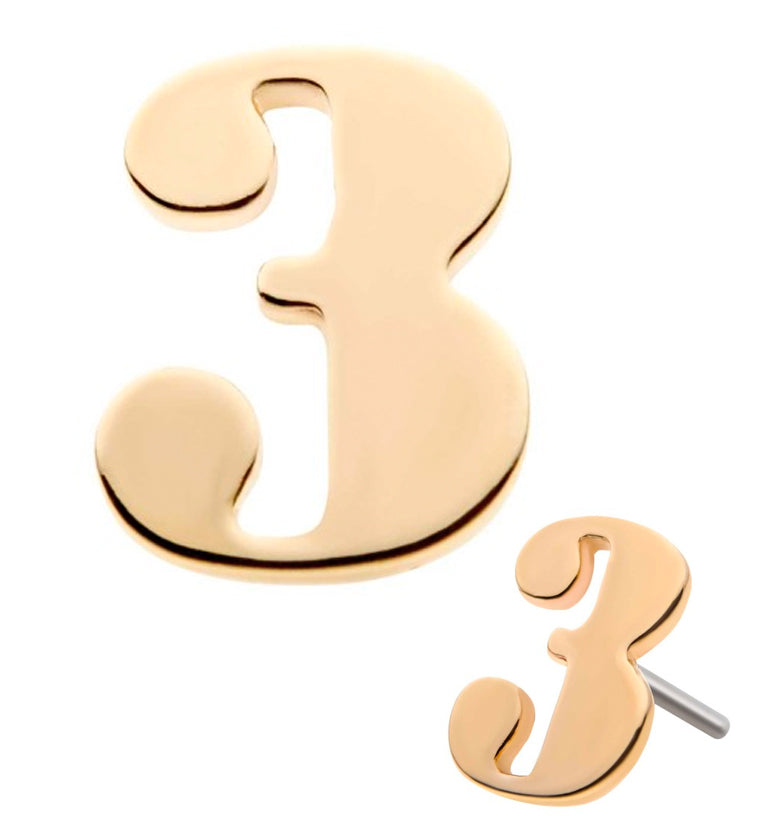 14kt Gold Number 3 Threadless Top