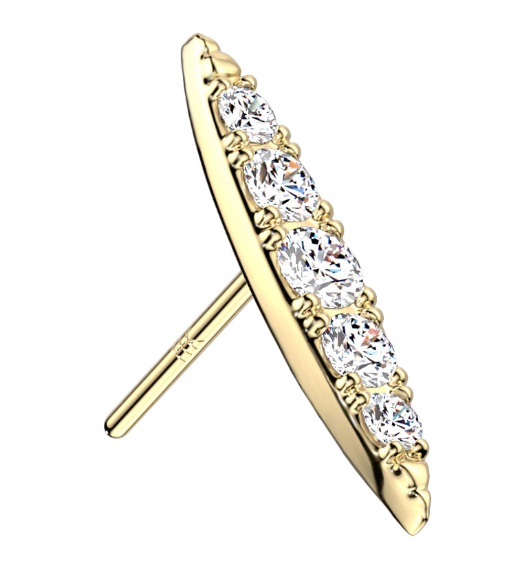 14kt Gold Oblong CZ Threadless Top