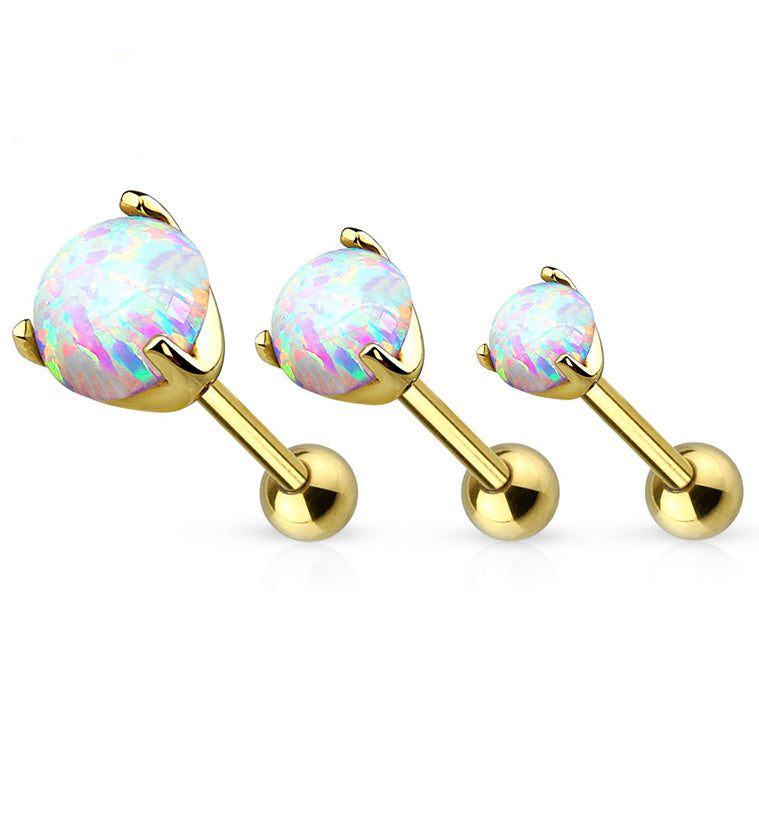 16G 14kt Gold Opalite Tragus / Cartilage Barbell