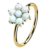 14kt Gold Opalite Flower Hoop Ring