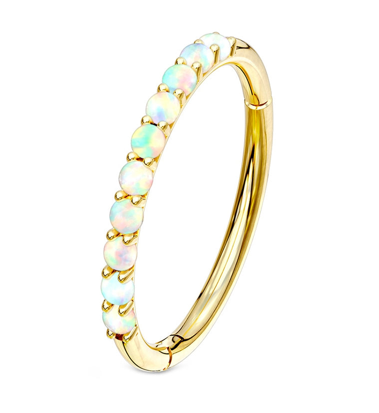 14kt Gold Opalite Edge Hinged Segment Ring