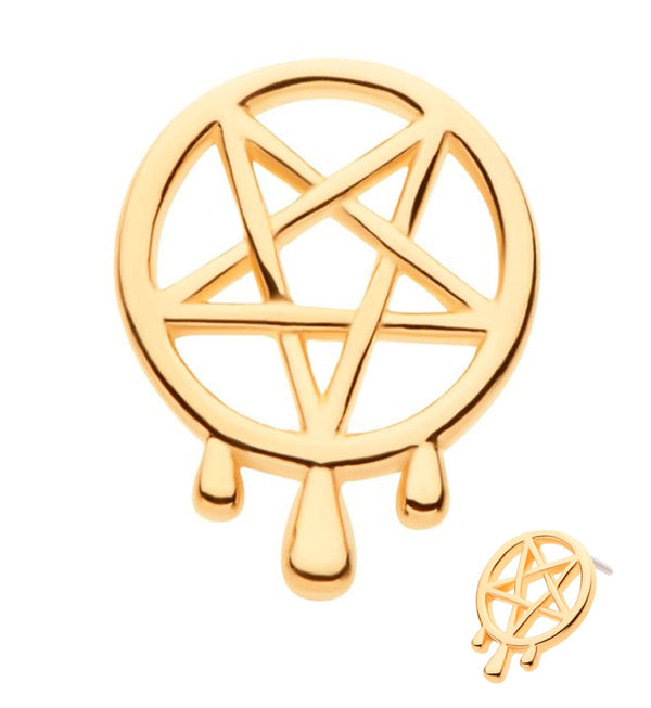 14kt Gold Pentagram Drip Threadless Top