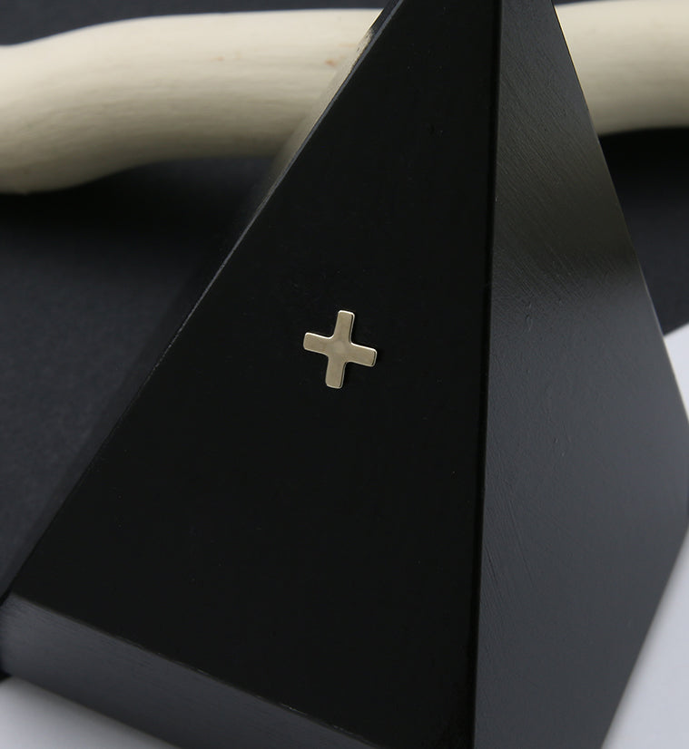 14kt Gold Plus Sign Threadless Top