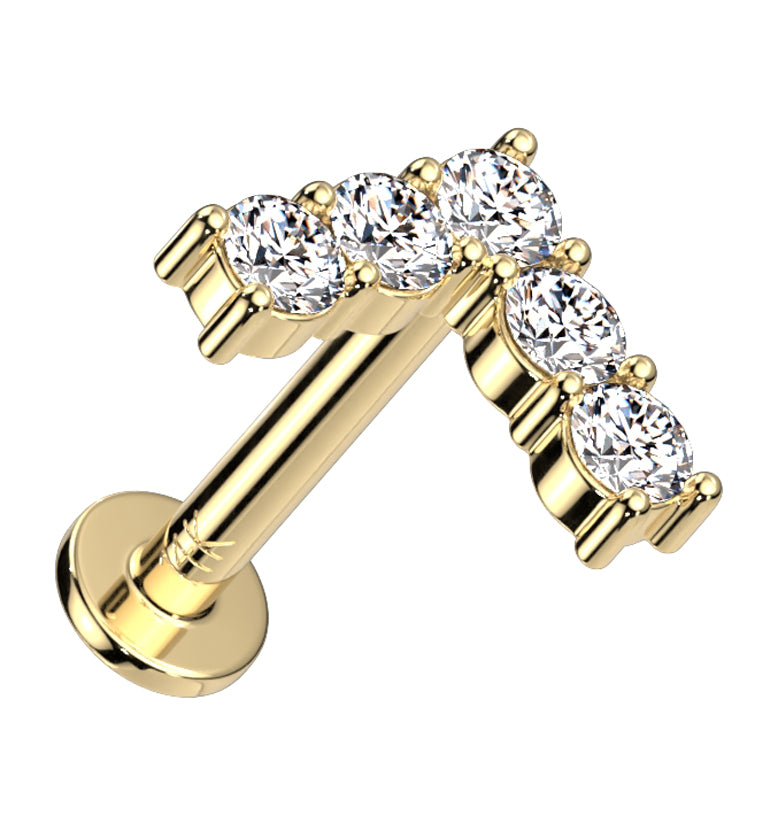 14kt Gold Point CZ Threadless Labret