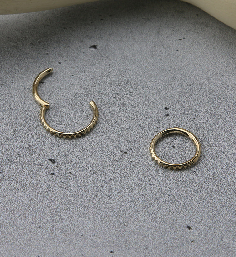 14kt Gold Polyhedra Edge Hinged Segment Ring