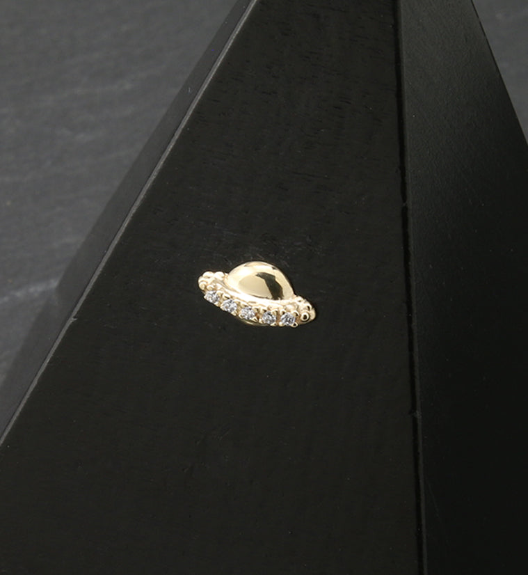 14kt Gold Saturn CZ Threadless Top