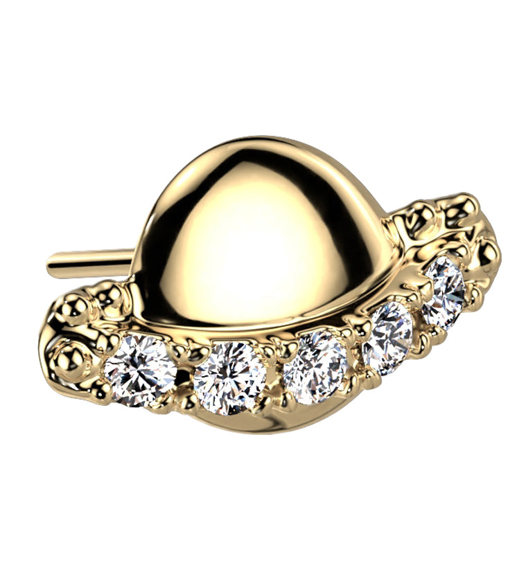 14kt Gold Saturn CZ Threadless Top