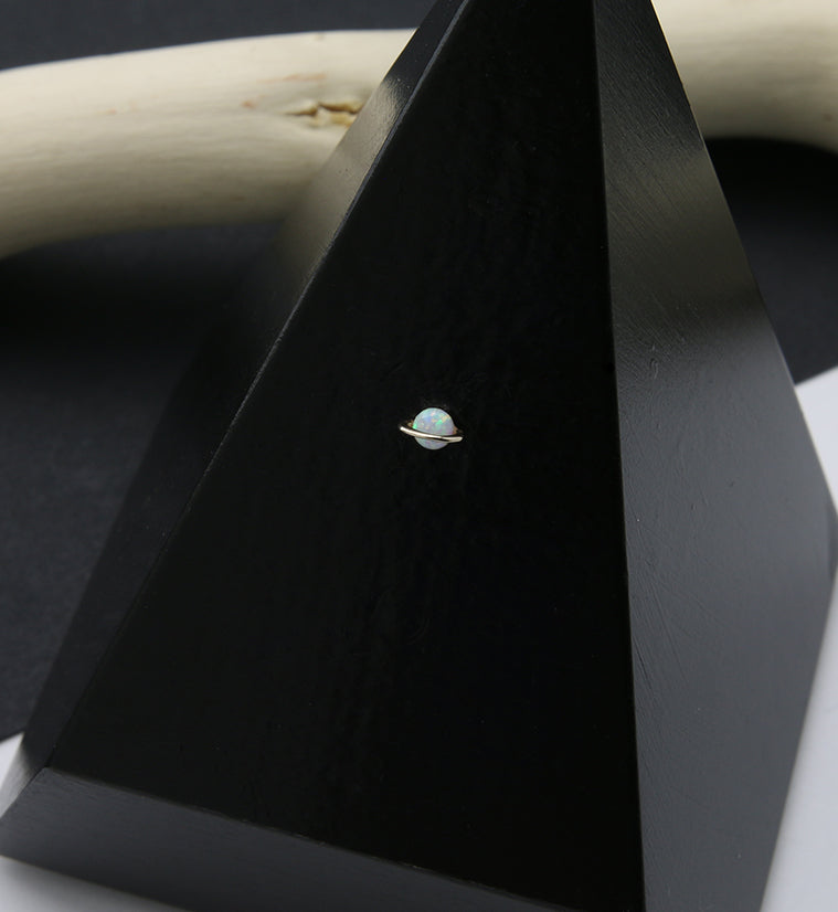 14kt Gold Saturn White Opal Threadless Top