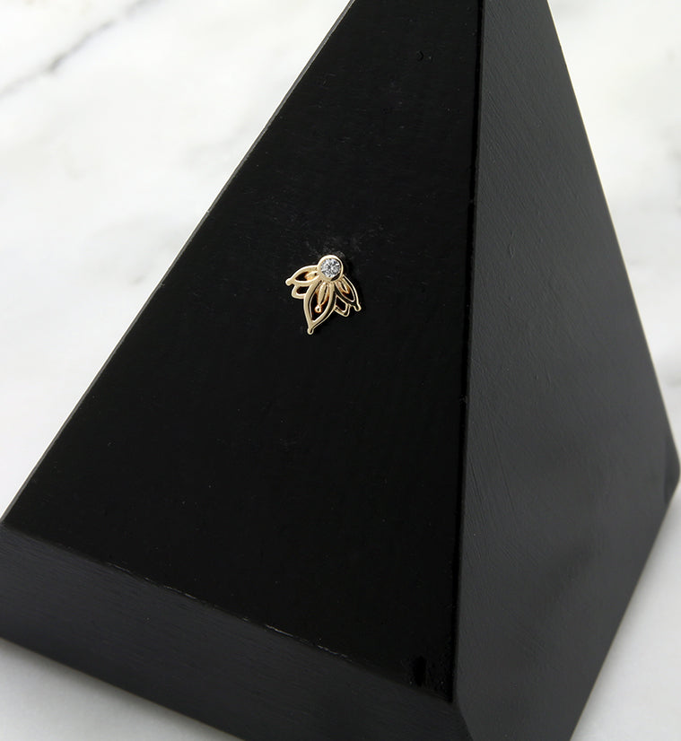 14kt Gold Sepal CZ Threadless Top