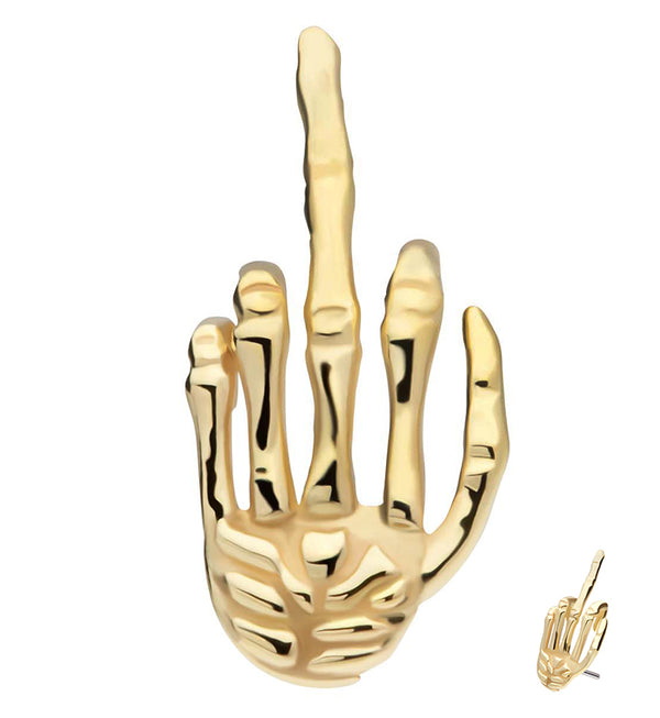 14kt Gold Skeleton Middle Finger Threadless Top
