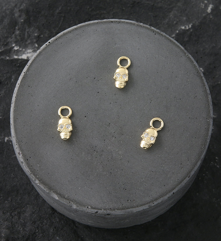 14kt Gold Skull CZ Charm
