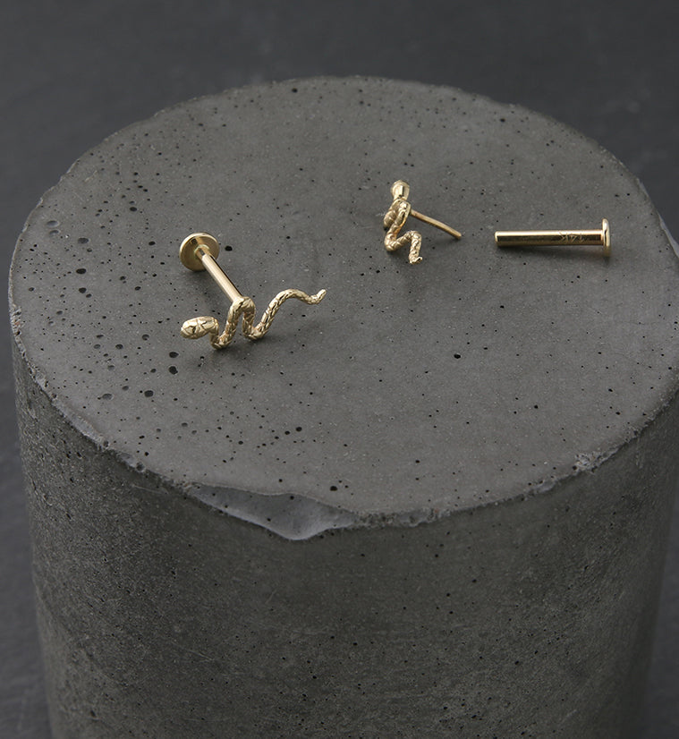 14kt Gold Snake Threadless Labret