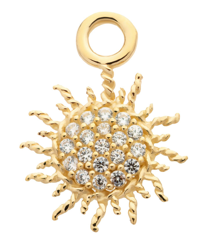 14kt Gold Solar Burst CZ Charm