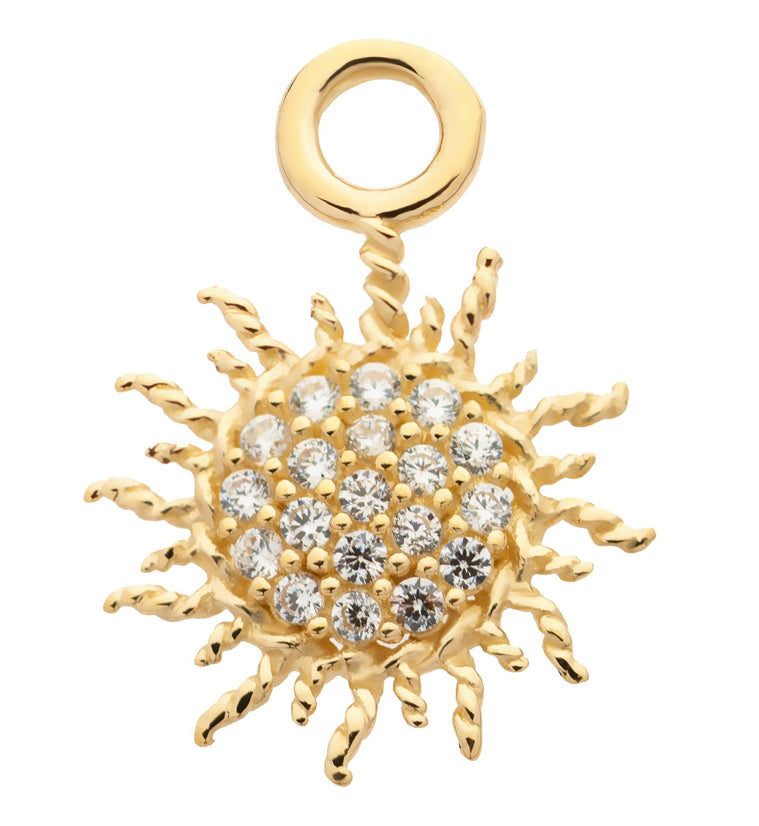 14kt Gold Sun CZ Charm