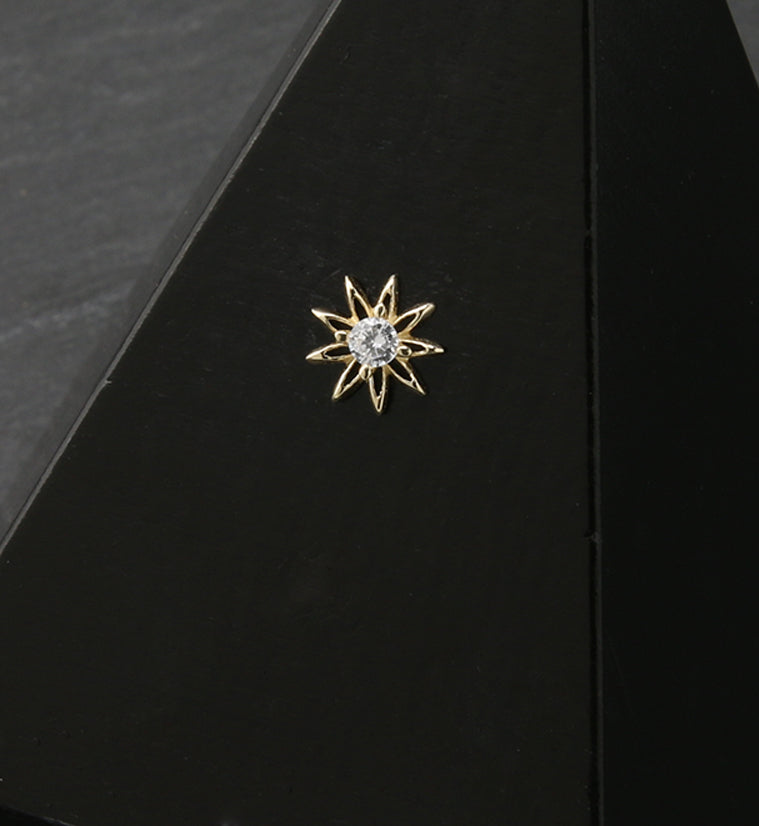 14kt Gold Sunflower CZ Threadless Top