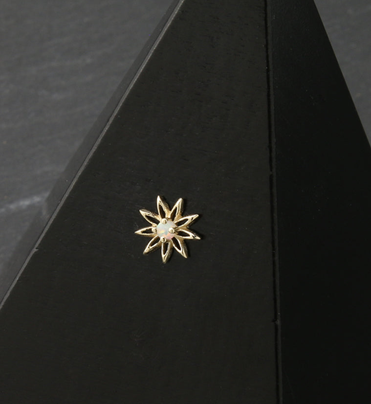 14kt Gold Sunflower White Opalite Threadless Top