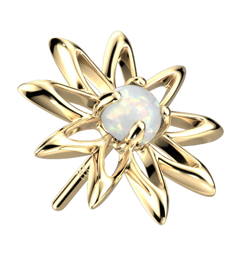 14kt Gold Sunflower White Opalite Threadless Top