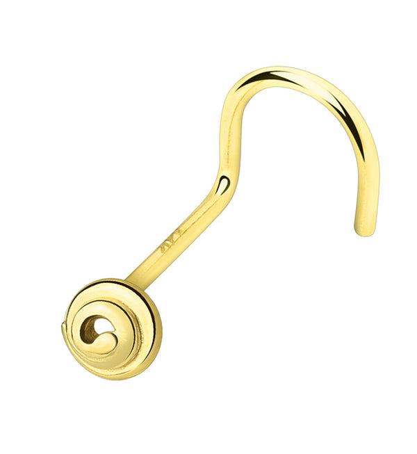 14kt Gold Swirl Nose Screw Ring