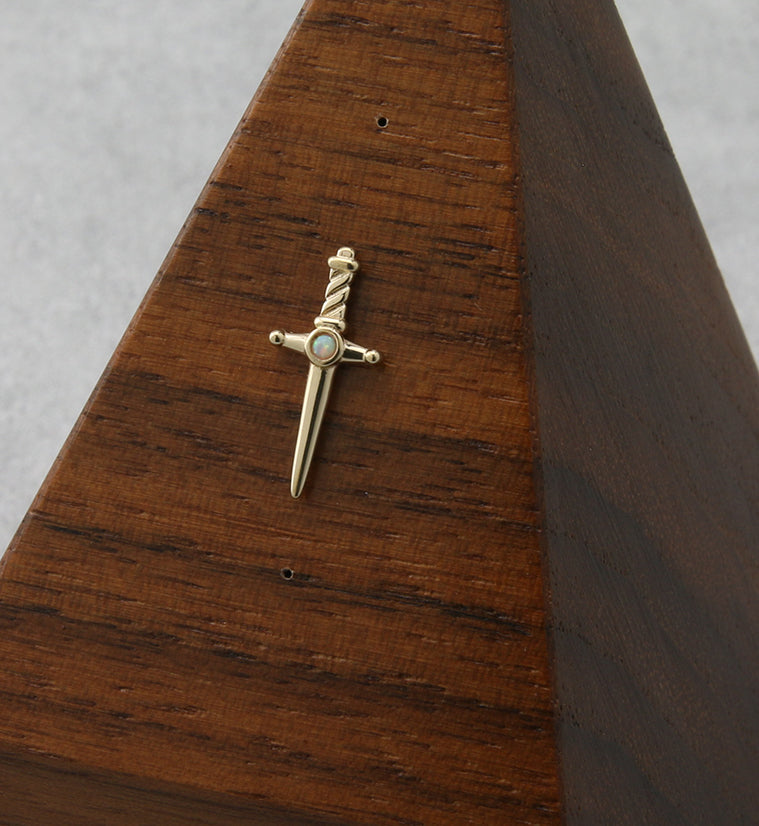 14kt Gold Sword White Opalite Threadless Top