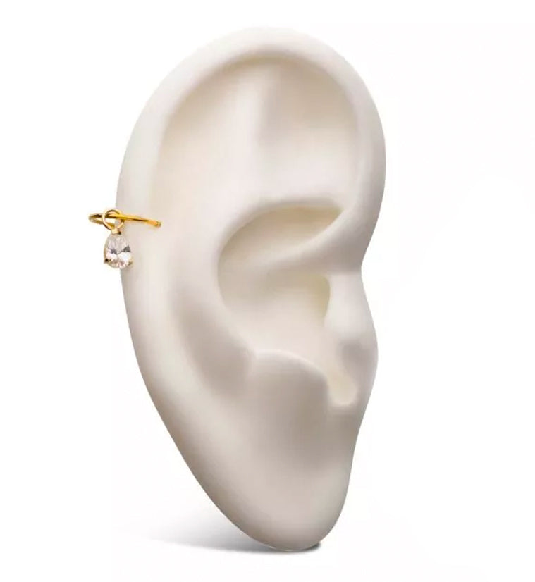 14kt Gold Teardrop CZ Charm