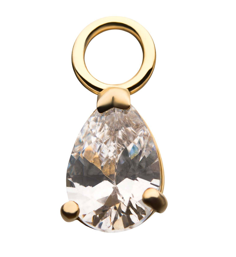 14kt Gold Teardrop CZ Charm